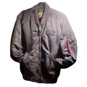 Alpha Industry Nylon Bomber blue full zip 2 pocket streetwear aviator jacket M